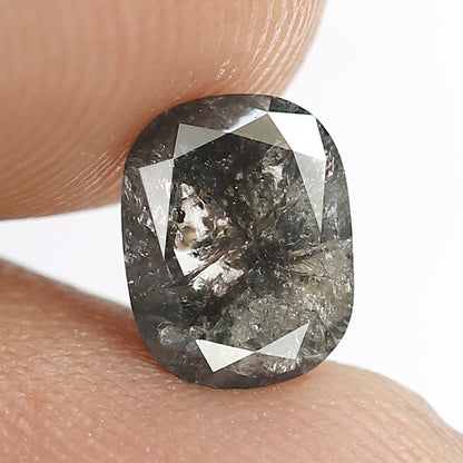 1.16 CT Cushion cut Loose Natural Diamond, 7.50 mm Gray Black Conflict Free Salt and Pepper Diamond