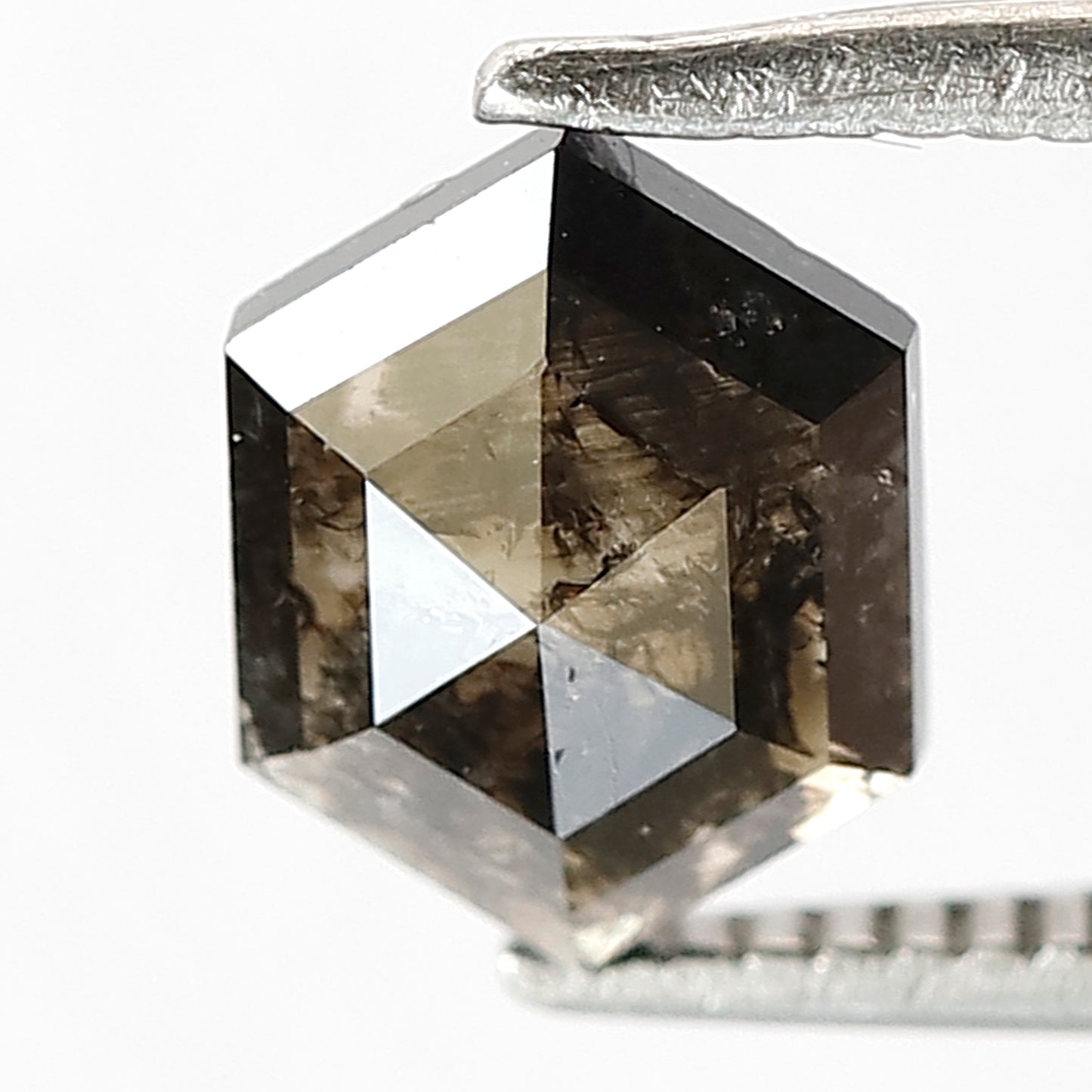 0.95 CT Hexagon Shape Salt and Pepper Loose Diamond, Natural Dark Brown Earth Mined Diamond for Promise Ring