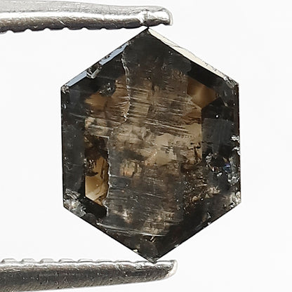 0.95 CT Hexagon Shape Salt and Pepper Loose Diamond, Natural Dark Brown Earth Mined Diamond for Promise Ring