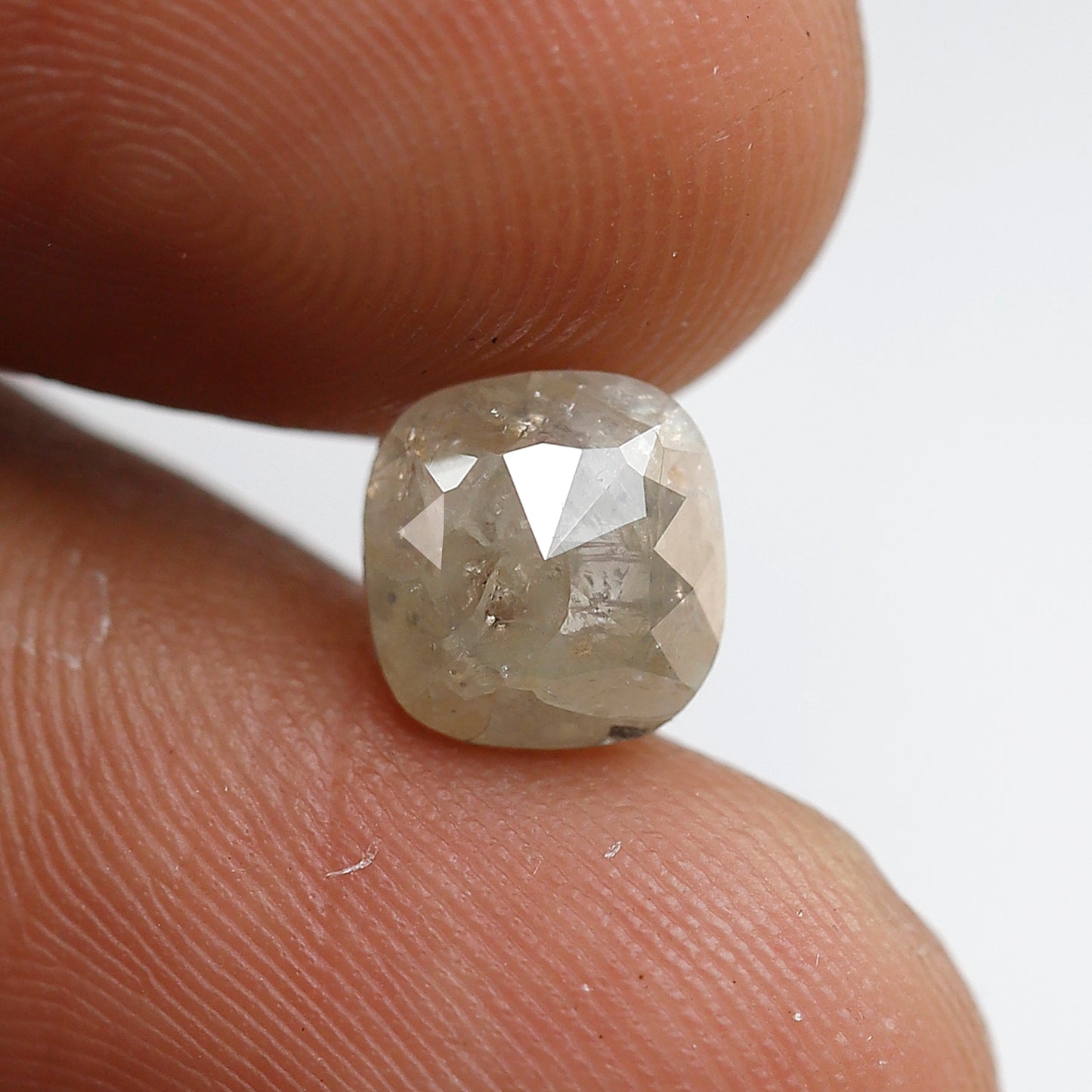 7 MM 1.41 Ct Cushion Shape grey Color Salt and Pepper Natural Loose Rustic Diamond