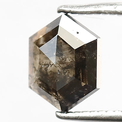 0.95 CT Hexagon Shape Salt and Pepper Loose Diamond, Natural Dark Brown Earth Mined Diamond for Promise Ring