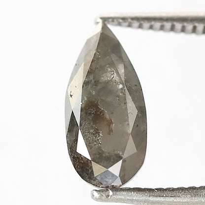 1.45 CT Pear Shape Conflict Free Diamond, 10.30 mm Natural Gray Black Salt and Pepper Diamond For Engagement Ring
