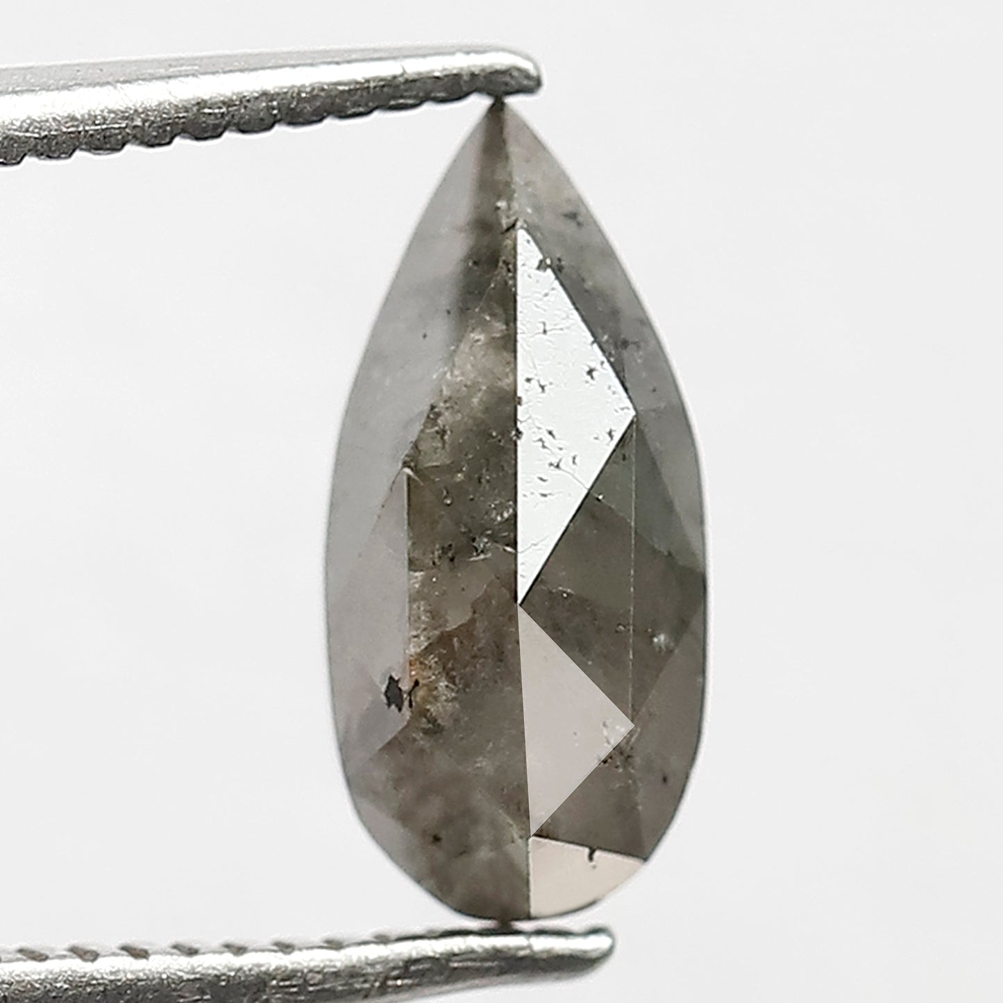 1.45 CT Pear Shape Conflict Free Diamond, 10.30 mm Natural Gray Black Salt and Pepper Diamond For Engagement Ring