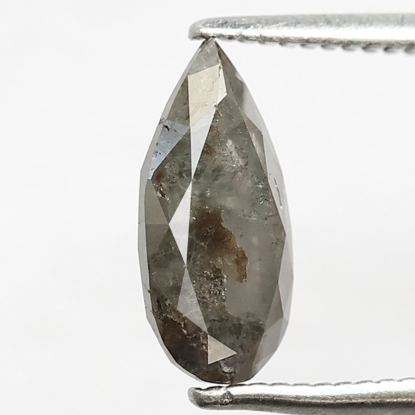 1.45 CT Pear Shape Conflict Free Diamond, 10.30 mm Natural Gray Black Salt and Pepper Diamond For Engagement Ring