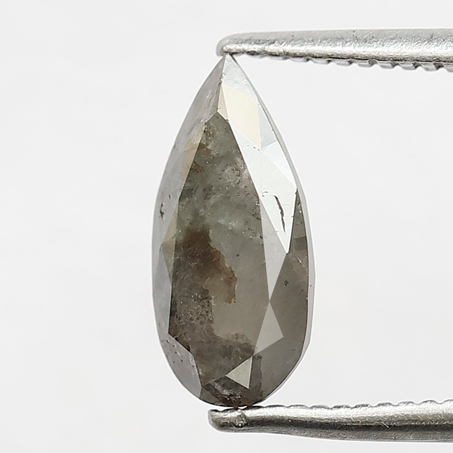 1.45 CT Pear Shape Conflict Free Diamond, 10.30 mm Natural Gray Black Salt and Pepper Diamond For Engagement Ring