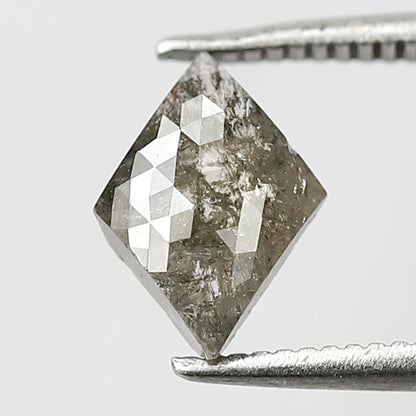 1.01 Ct 8.8 MM Natural Loose Kite Shape Rose Cut Salt And Pepper diamond Black Grey color Kite