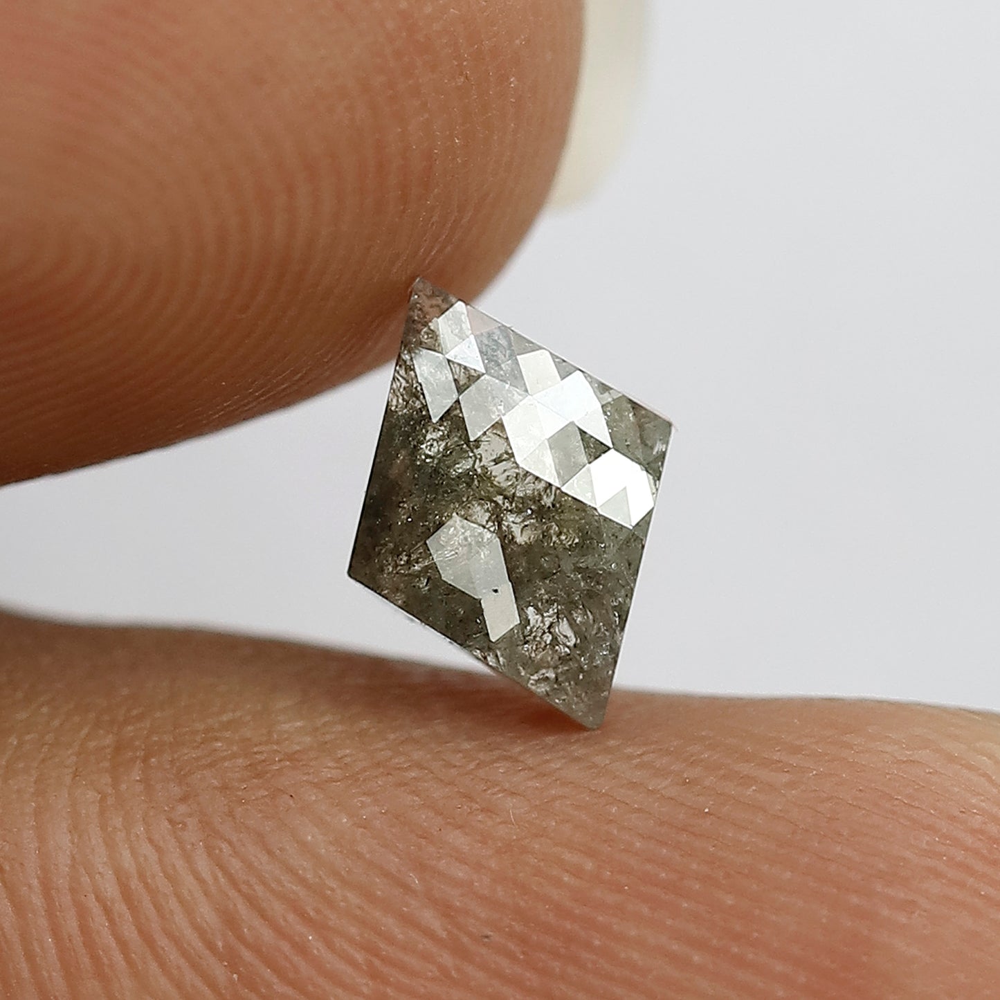 1.01 Ct 8.8 MM Natural Loose Kite Shape Rose Cut Salt And Pepper diamond Black Grey color Kite