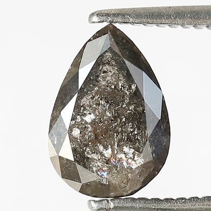1.18 CT Translucent Pear Shape Gray Black Diamond, Natural Salt and Pepper Loose Diamond for Promise Ring