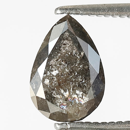 1.18 CT Translucent Pear Shape Gray Black Diamond, Natural Salt and Pepper Loose Diamond for Promise Ring