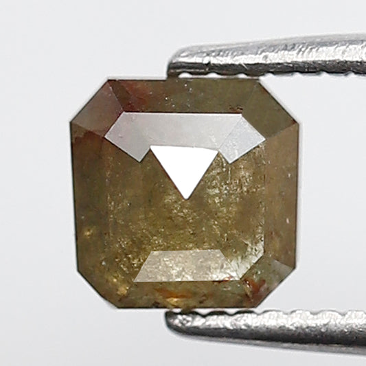 5 mm 0.97 CT Asscher Shape Salt and Pepper Rustic Green Color Natural Loose Diamond