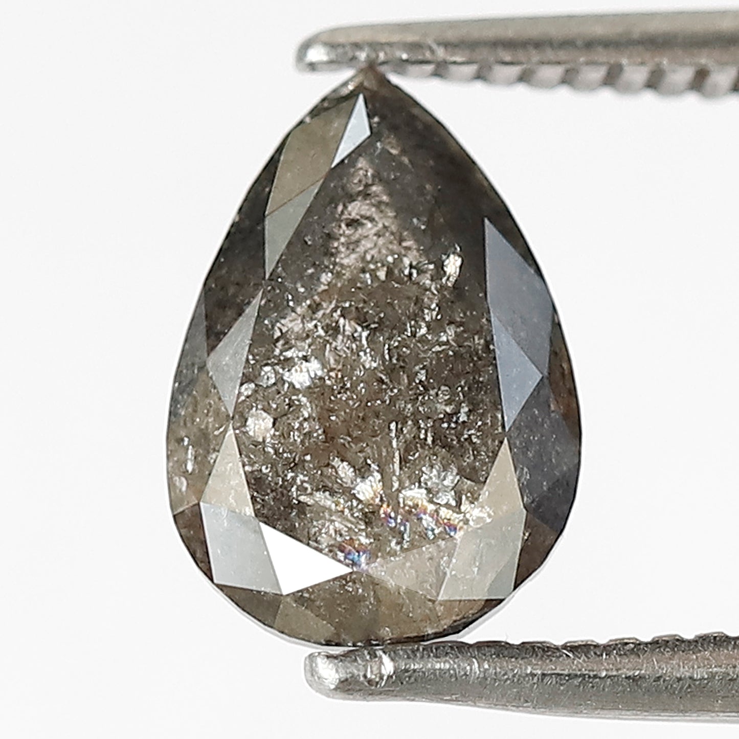 1.18 CT Translucent Pear Shape Gray Black Diamond, Natural Salt and Pepper Loose Diamond for Promise Ring
