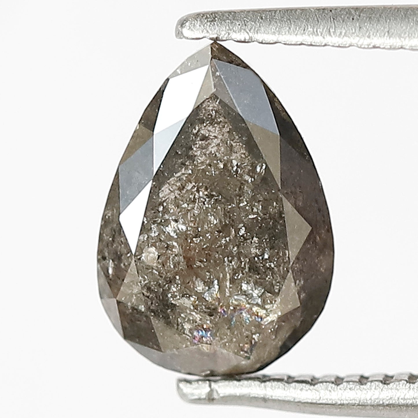 1.18 CT Translucent Pear Shape Gray Black Diamond, Natural Salt and Pepper Loose Diamond for Promise Ring