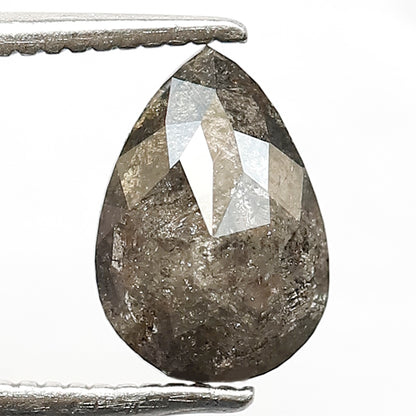 1.18 CT Translucent Pear Shape Gray Black Diamond, Natural Salt and Pepper Loose Diamond for Promise Ring