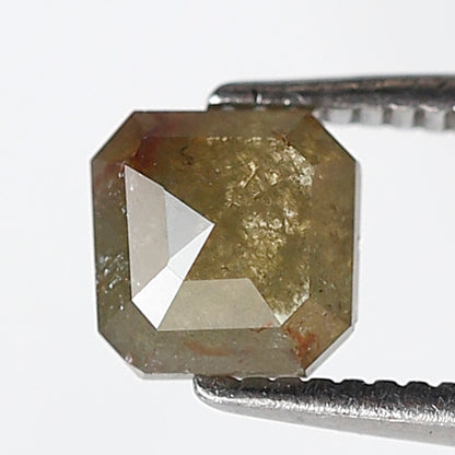5 mm 0.97 CT Asscher Shape Salt and Pepper Rustic Green Color Natural Loose Diamond