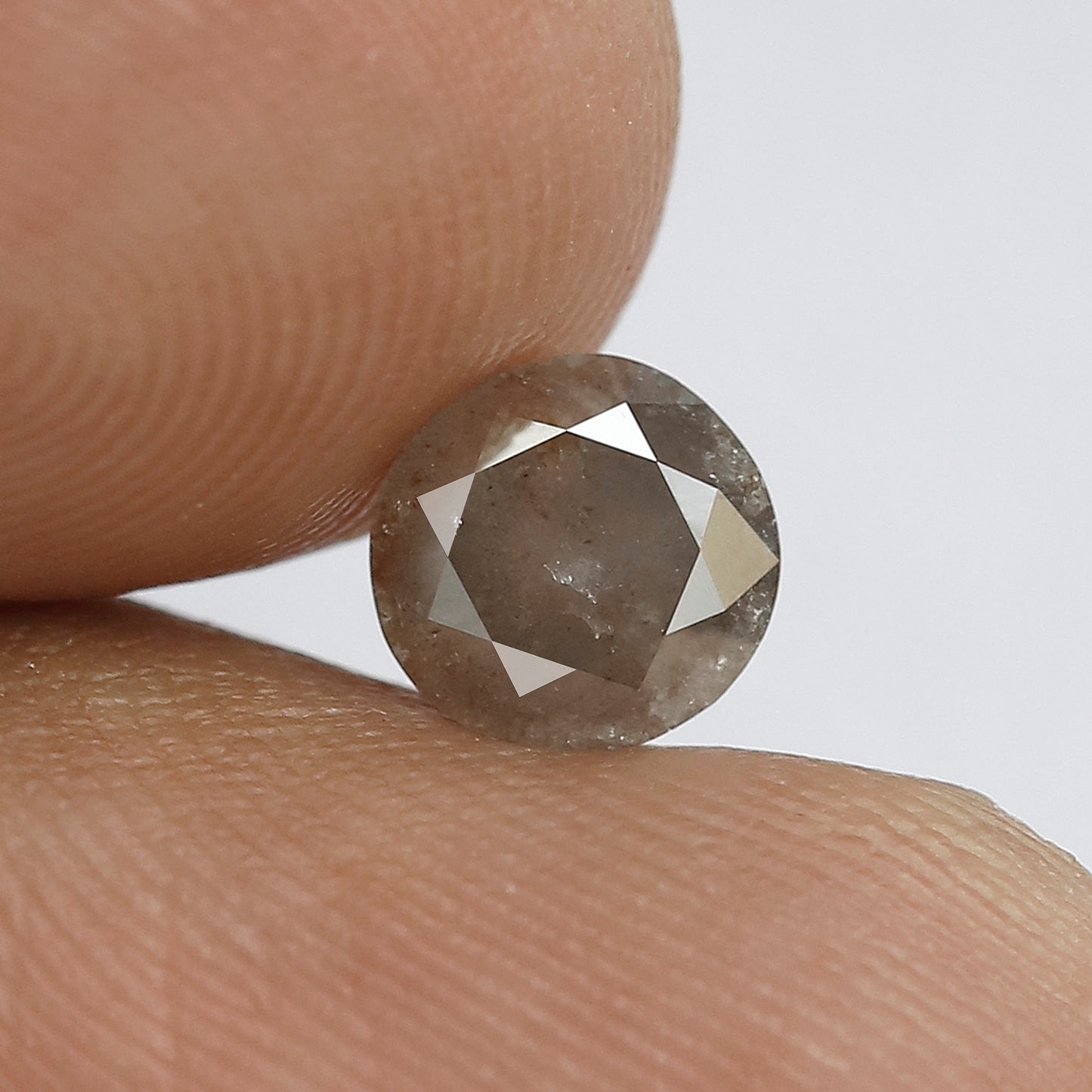 0.99 CT Fancy Reddish Grey Multi Faceted Pointed Round Brilliant Cut Natural Salt and Pepper Diamond Made for Vintage Jewelry
