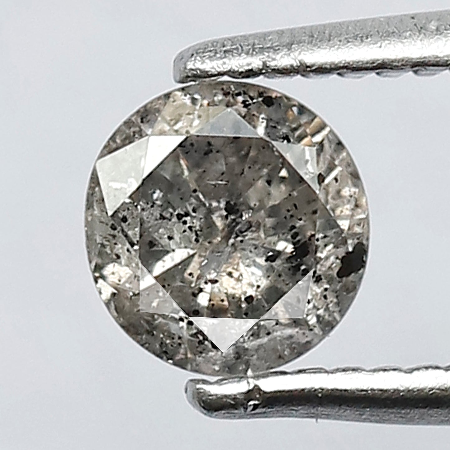 0.46 CT  Grayish Black 4.90 mm Round Brilliant Cut Natural Salt and Pepper Diamond Ideal For Making Pron Setting Halo Ring