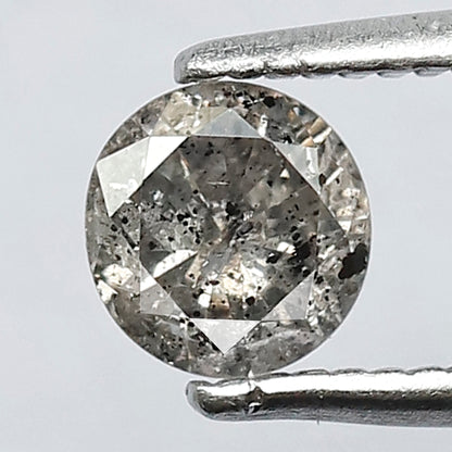 0.46 CT  Grayish Black 4.90 mm Round Brilliant Cut Natural Salt and Pepper Diamond Ideal For Making Pron Setting Halo Ring