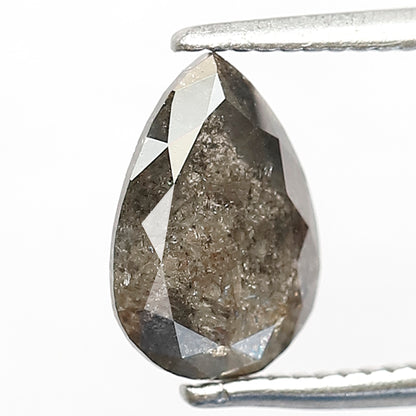 1.18 CT Translucent Pear Shape Gray Black Diamond, Natural Salt and Pepper Loose Diamond for Promise Ring