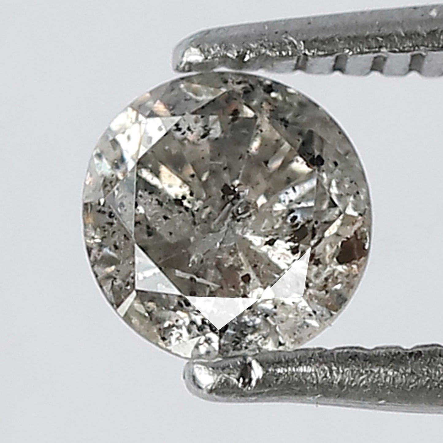 0.46 CT  Grayish Black 4.90 mm Round Brilliant Cut Natural Salt and Pepper Diamond Ideal For Making Pron Setting Halo Ring