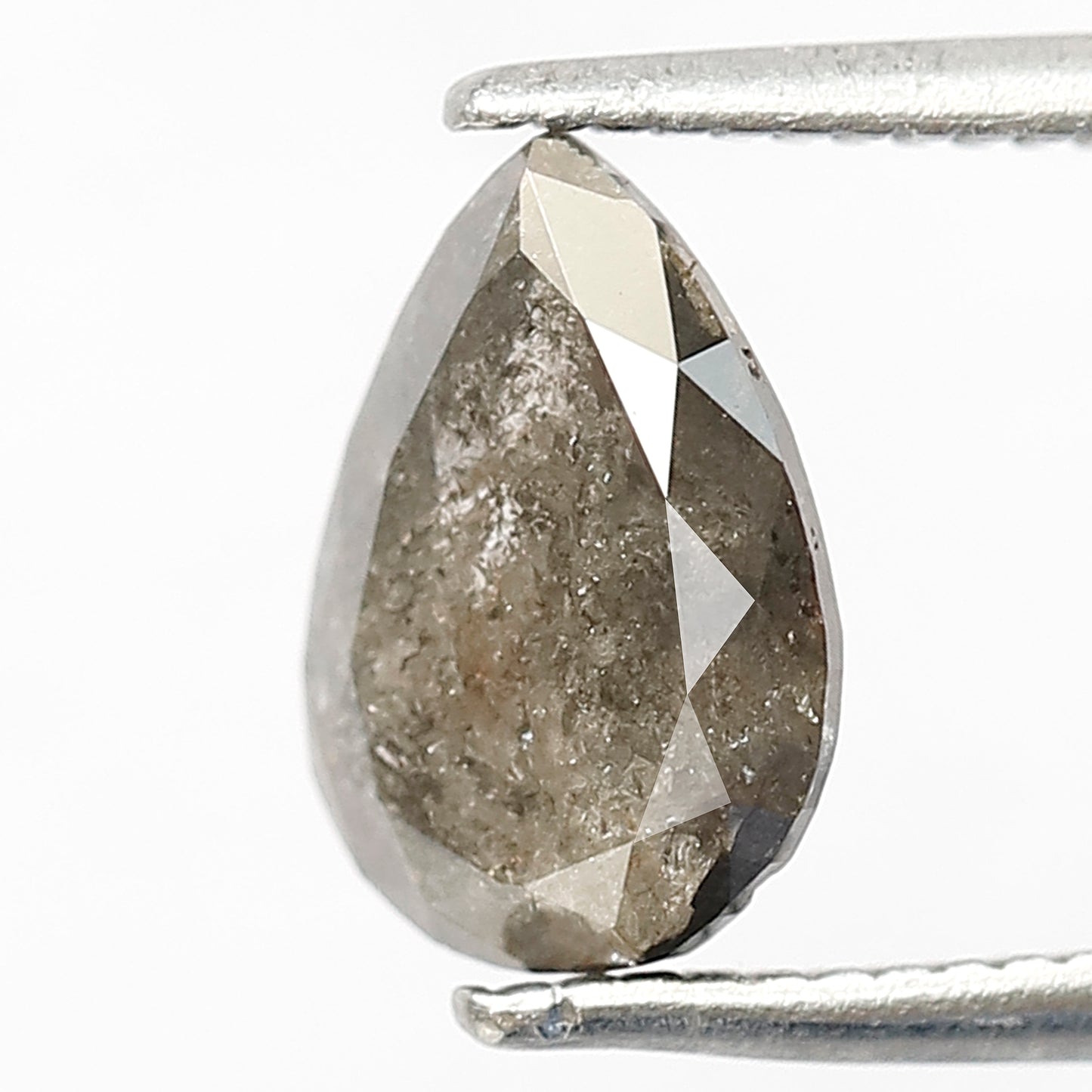 1.18 CT Translucent Pear Shape Gray Black Diamond, Natural Salt and Pepper Loose Diamond for Promise Ring