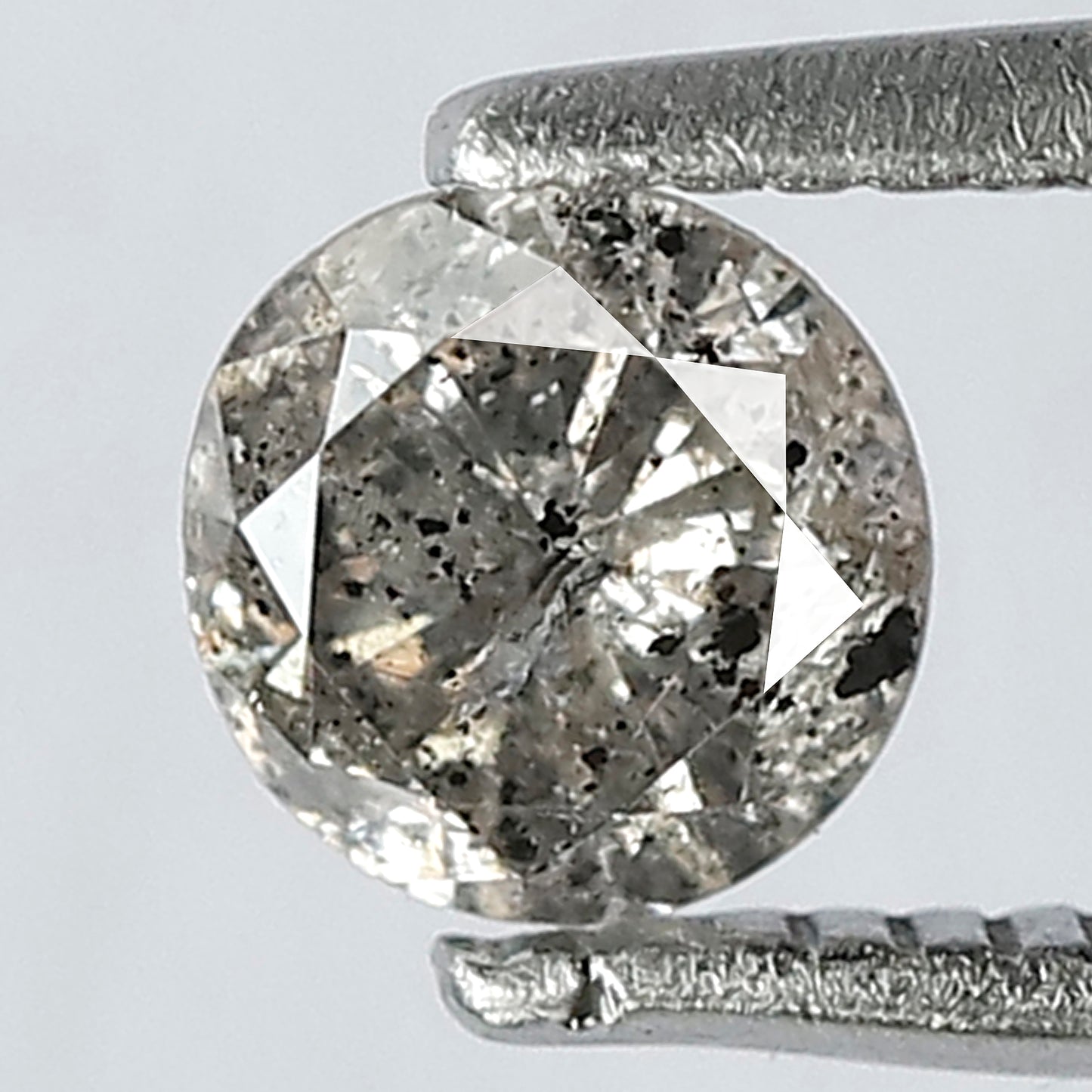 0.46 CT  Grayish Black 4.90 mm Round Brilliant Cut Natural Salt and Pepper Diamond Ideal For Making Pron Setting Halo Ring