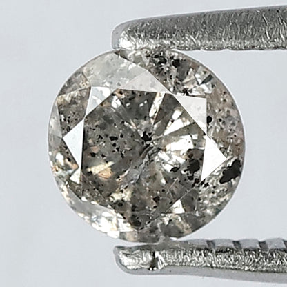 0.46 CT  Grayish Black 4.90 mm Round Brilliant Cut Natural Salt and Pepper Diamond Ideal For Making Pron Setting Halo Ring
