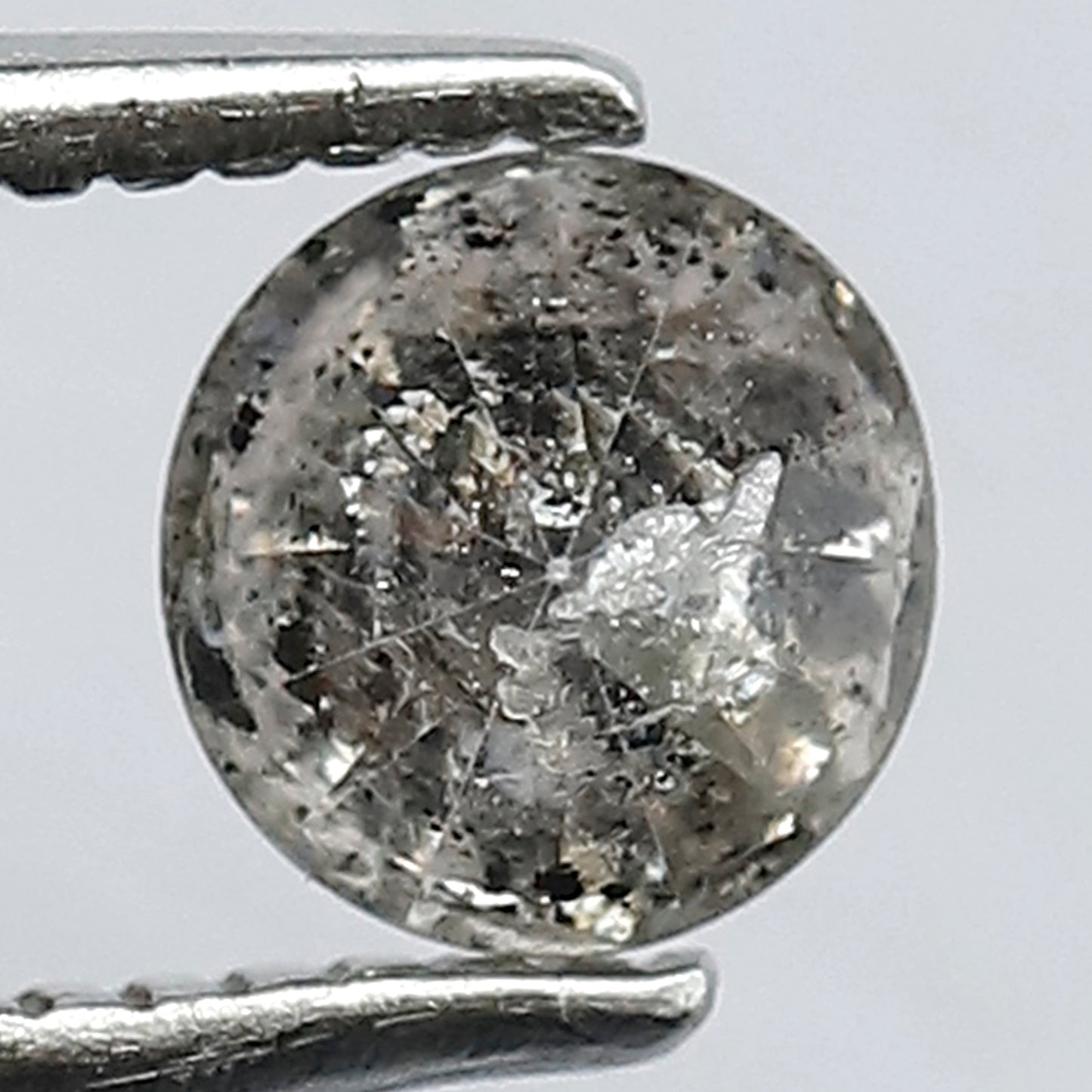 0.46 CT  Grayish Black 4.90 mm Round Brilliant Cut Natural Salt and Pepper Diamond Ideal For Making Pron Setting Halo Ring