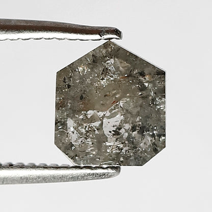 0.87 ct Antique Geometric Shape salt and Pepper Rose Cut natural grey color Diamond for Unique geometric Ring