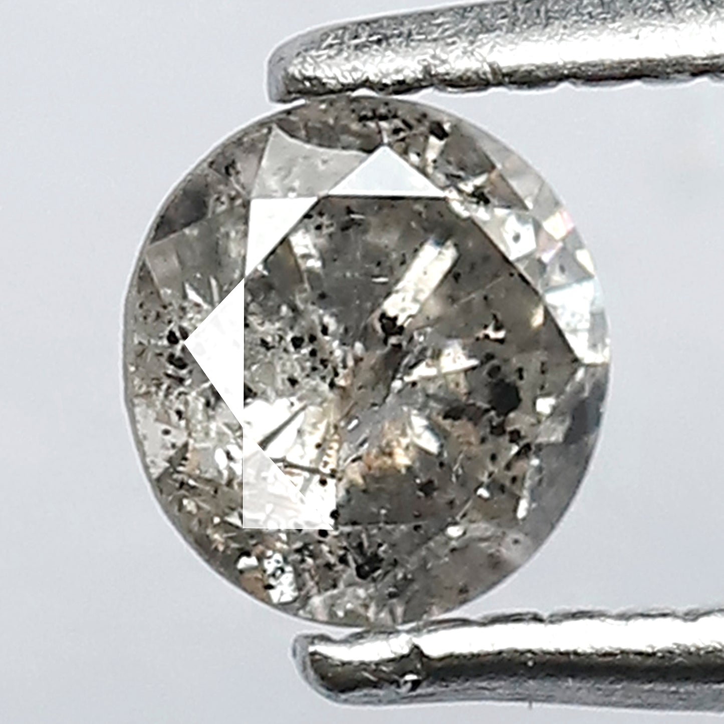 0.46 CT  Grayish Black 4.90 mm Round Brilliant Cut Natural Salt and Pepper Diamond Ideal For Making Pron Setting Halo Ring