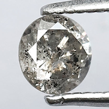 0.46 CT  Grayish Black 4.90 mm Round Brilliant Cut Natural Salt and Pepper Diamond Ideal For Making Pron Setting Halo Ring