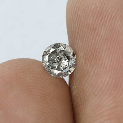 0.46 CT  Grayish Black 4.90 mm Round Brilliant Cut Natural Salt and Pepper Diamond Ideal For Making Pron Setting Halo Ring