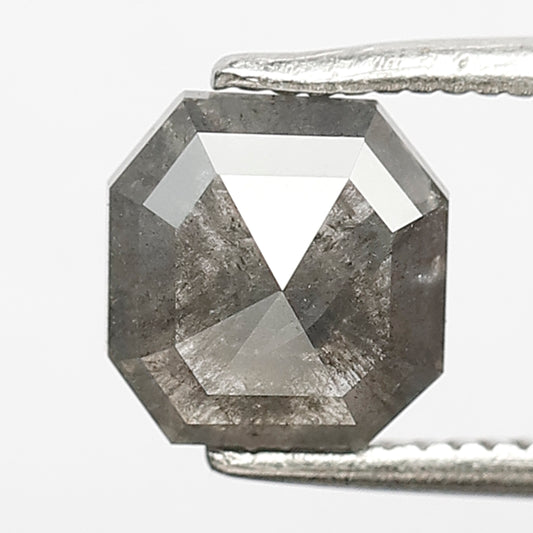 1.56 CT 6.6 x 6.5 MM Asscher Cut Natural Grayish Black Loose Ethically Sourced Salt and Pepper Diamond