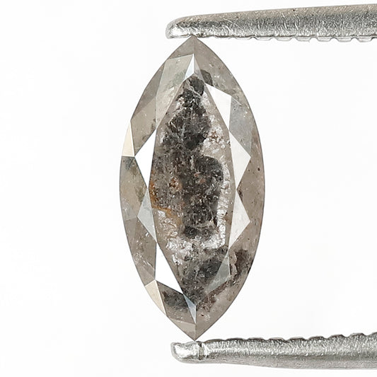 Natural 1.08 CT Translucent Marquise cut Loose Diamond, 9.60 x 4.50 mm Salt and Pepper Ethical Diamond