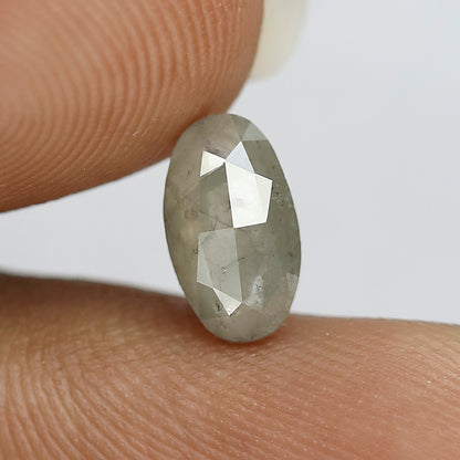 1.01 CT 8.6 MM Elongated Oval Grey Color Salt And Pepper Clarity oval minimal rustic diamond