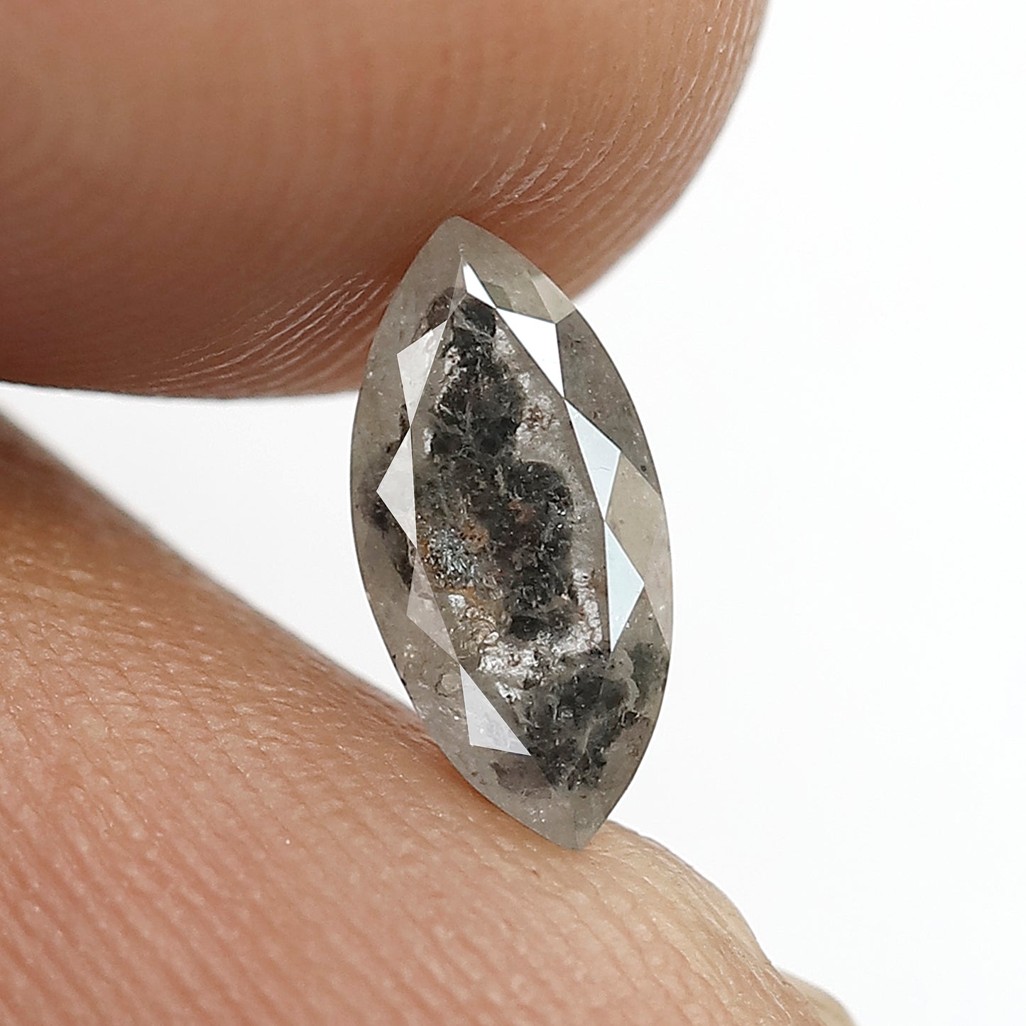 Natural 1.08 CT Translucent Marquise cut Loose Diamond, 9.60 x 4.50 mm Salt and Pepper Ethical Diamond