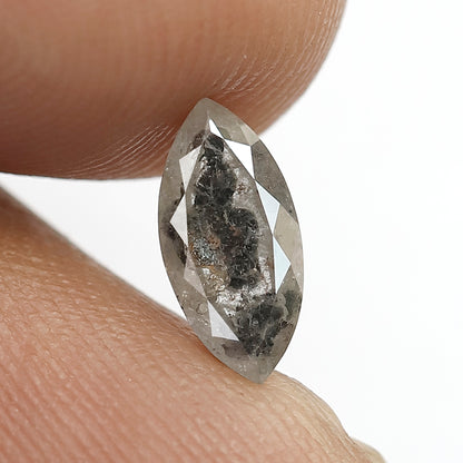 Natural 1.08 CT Translucent Marquise cut Loose Diamond, 9.60 x 4.50 mm Salt and Pepper Ethical Diamond