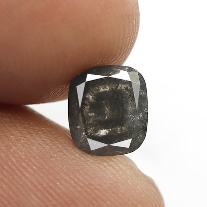 Loose 1.16 CT Gray Black Cushion Cut Diamond, Natural Salt and Pepper Earth Mined Diamond