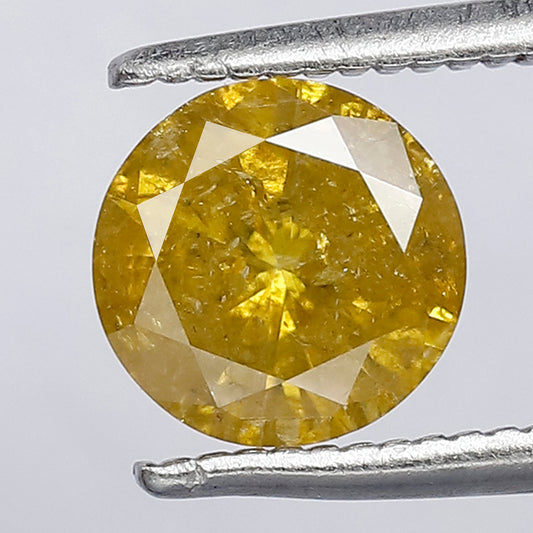 0.97 CT Brilliant Cut Fancy Round Shape Diamond 6.50 mm Pointed Natural yellow Treated Diamond Made For Beautiful Prong Setting Engagement Ring