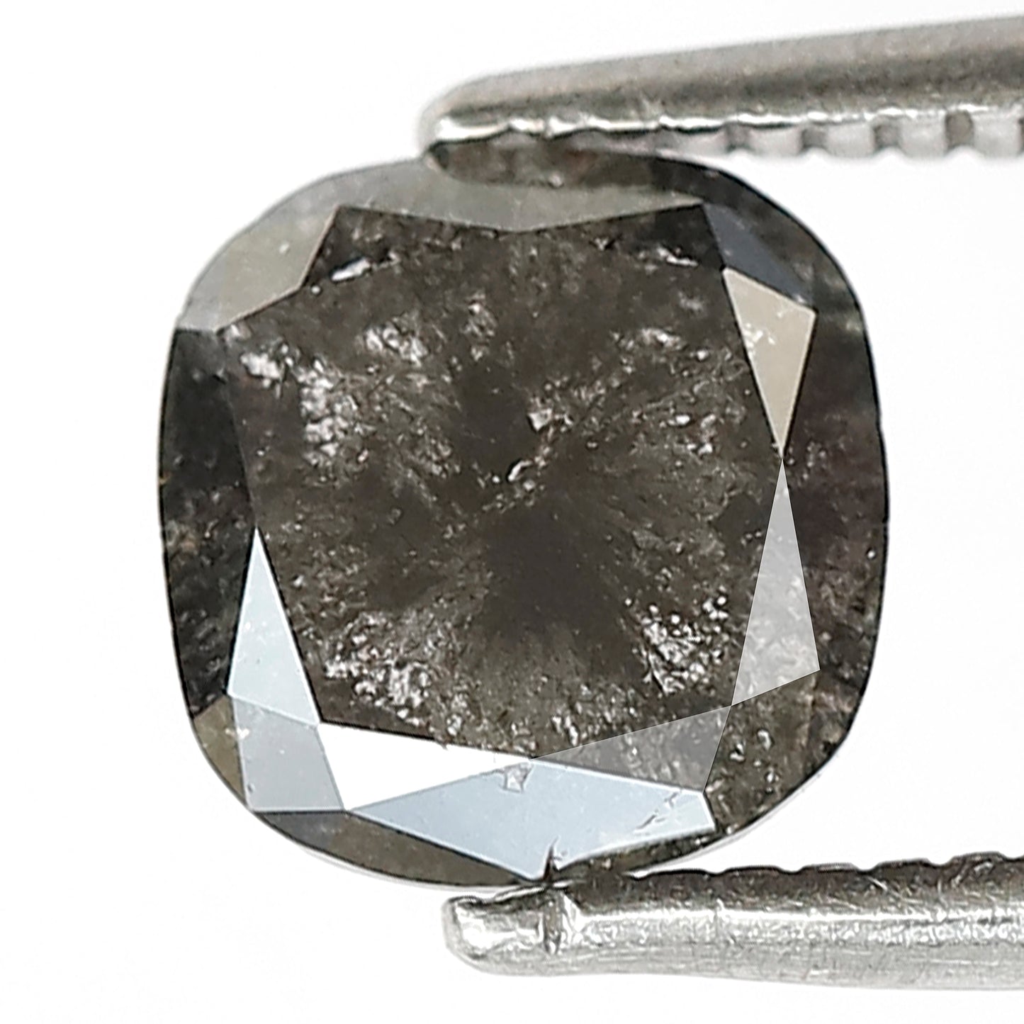 1.23 CT Cushion cut Salt and Pepper Loose Diamond, Natural Gray Black Ethical Diamond For Bridal Ring and Jewelry