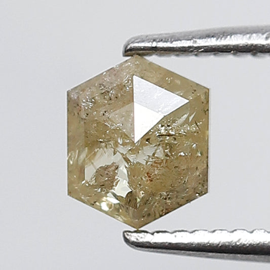 0.68 Ct 5.70 MM Hexagon Shape Salt and Pepper Rustic Translucent Yellow Color Diamond
