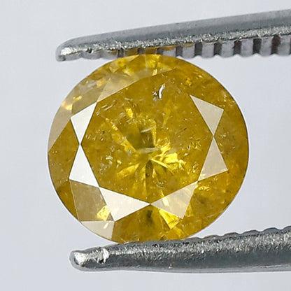 0.97 CT Brilliant Cut Fancy Round Shape Diamond 6.50 mm Pointed Natural yellow Treated Diamond Made For Beautiful Prong Setting Engagement Ring