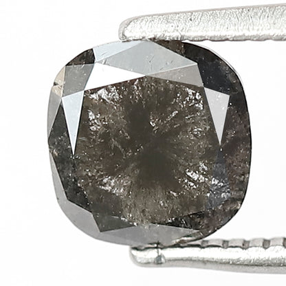 1.23 CT Cushion cut Salt and Pepper Loose Diamond, Natural Gray Black Ethical Diamond For Bridal Ring and Jewelry