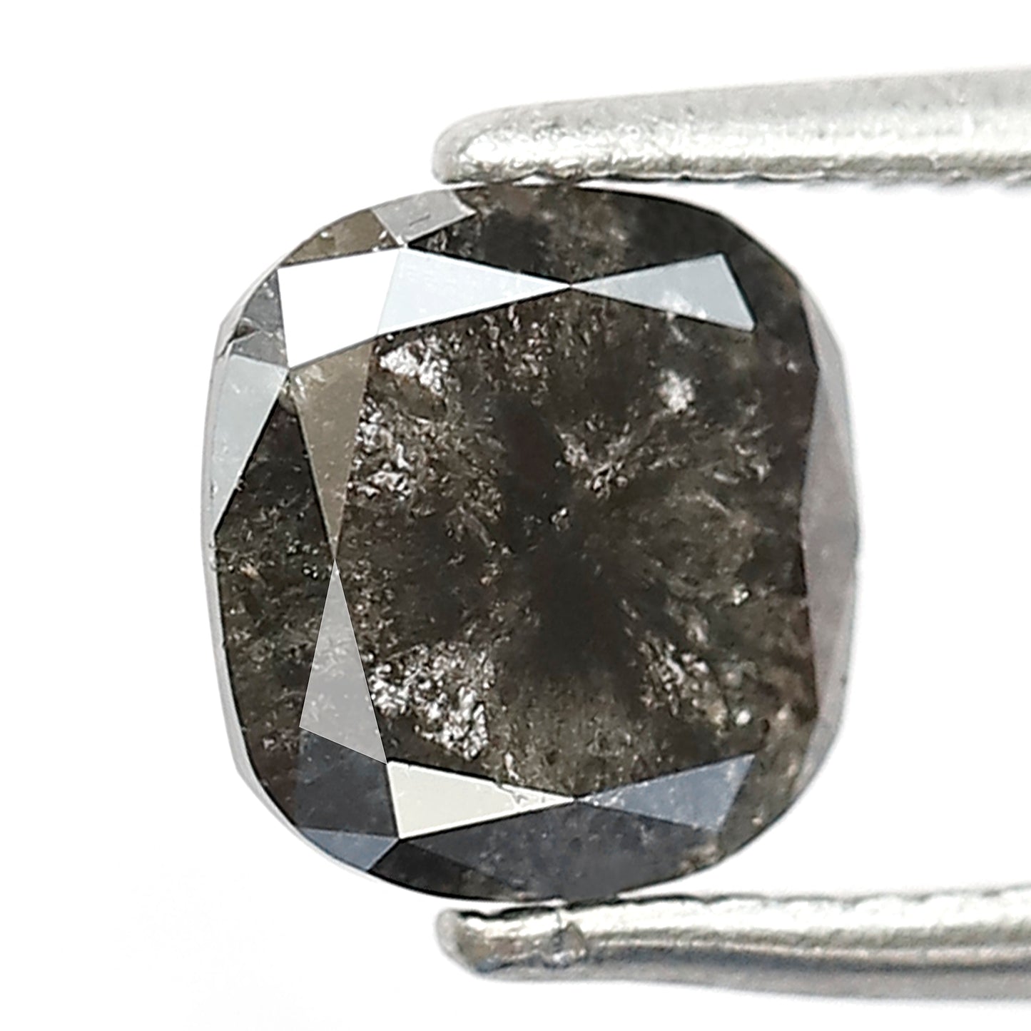 1.23 CT Cushion cut Salt and Pepper Loose Diamond, Natural Gray Black Ethical Diamond For Bridal Ring and Jewelry