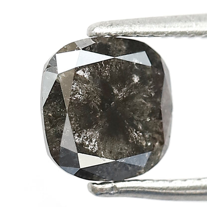 1.23 CT Cushion cut Salt and Pepper Loose Diamond, Natural Gray Black Ethical Diamond For Bridal Ring and Jewelry