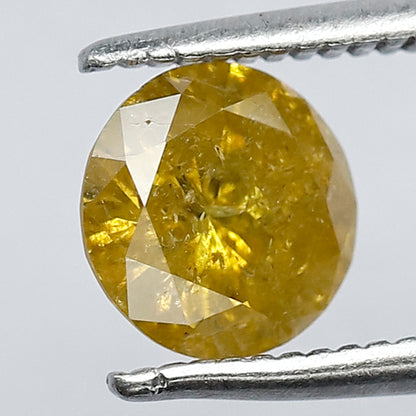 0.97 CT Brilliant Cut Fancy Round Shape Diamond 6.50 mm Pointed Natural yellow Treated Diamond Made For Beautiful Prong Setting Engagement Ring