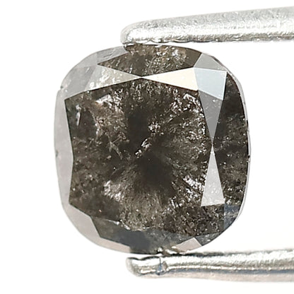 1.23 CT Cushion cut Salt and Pepper Loose Diamond, Natural Gray Black Ethical Diamond For Bridal Ring and Jewelry