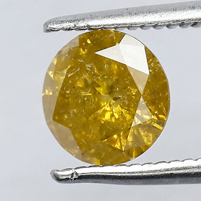 0.97 CT Brilliant Cut Fancy Round Shape Diamond 6.50 mm Pointed Natural yellow Treated Diamond Made For Beautiful Prong Setting Engagement Ring