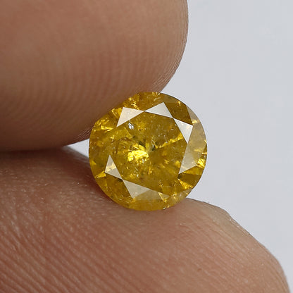 0.97 CT Brilliant Cut Fancy Round Shape Diamond 6.50 mm Pointed Natural yellow Treated Diamond Made For Beautiful Prong Setting Engagement Ring