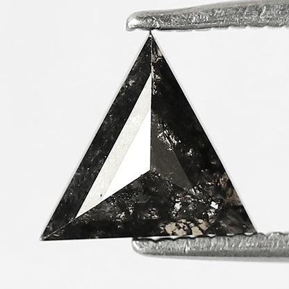 0.68 CT Triangle cut Natural Loose Diamond, 7.00 mm Gray Black Salt and Pepper Diamond For Custom Pendant
