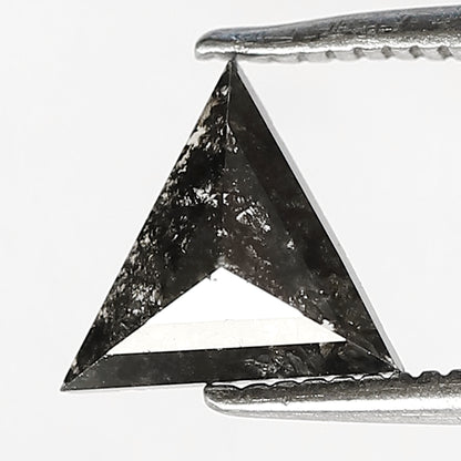 0.68 CT Triangle cut Natural Loose Diamond, 7.00 mm Gray Black Salt and Pepper Diamond For Custom Pendant